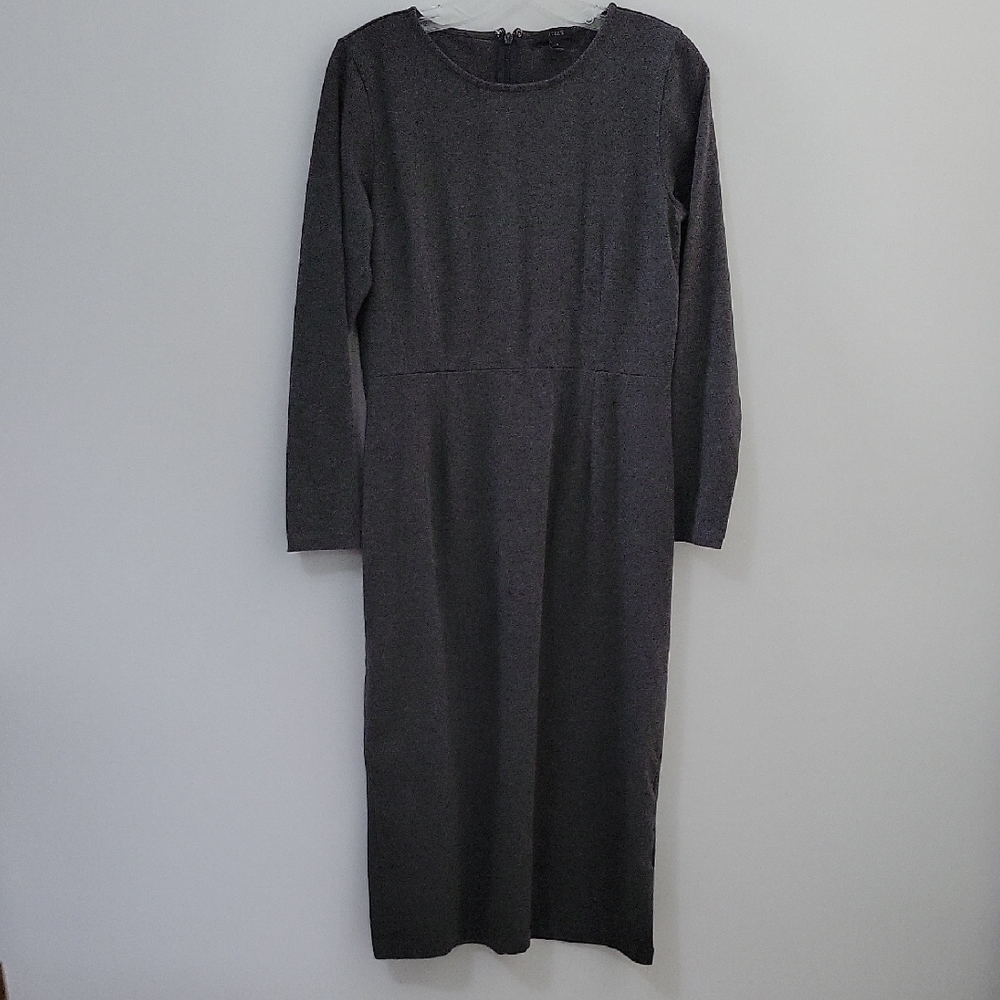 J. Crew Heathered Gray Long Sleeve Sheath Dress, Size 8